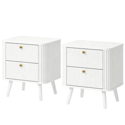 Ensemble de 2 tables de nuit, grain de bois blanc, 2 tiroirs