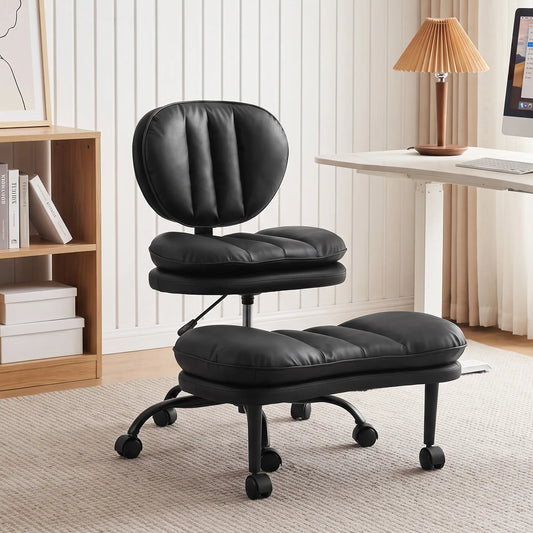 Ergonomic Cross Legged Office Chair, Swivel Meditation Desk Chair, Black Task Chairs Black at Gallery Canada