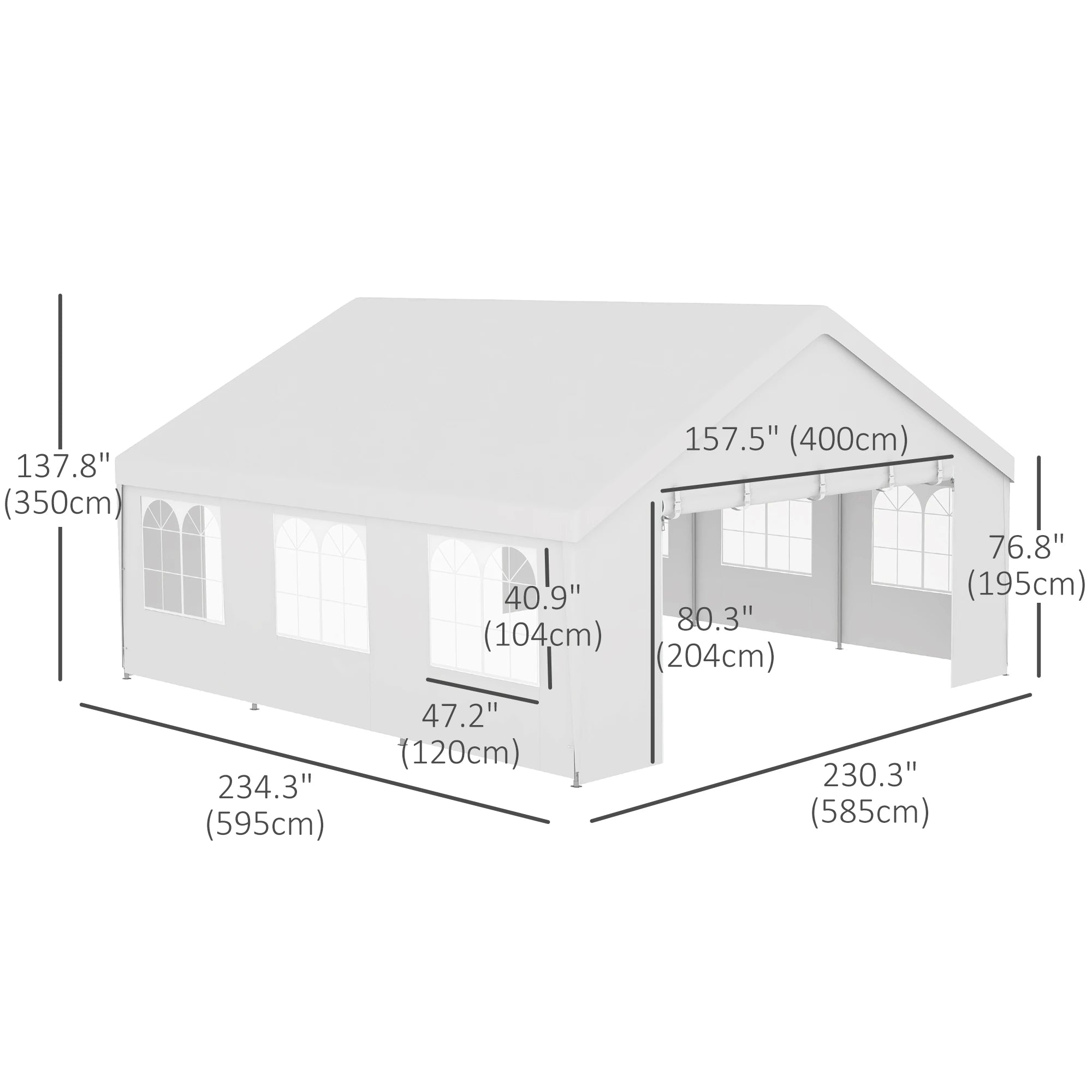 Heavy Duty Party Tent, 19.5' x 19', Large Canopy, White Canopy Tents at Gallery Canada