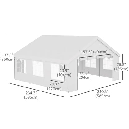 Heavy Duty Party Tent, 19.5' x 19', Large Canopy, White Canopy Tents at Gallery Canada