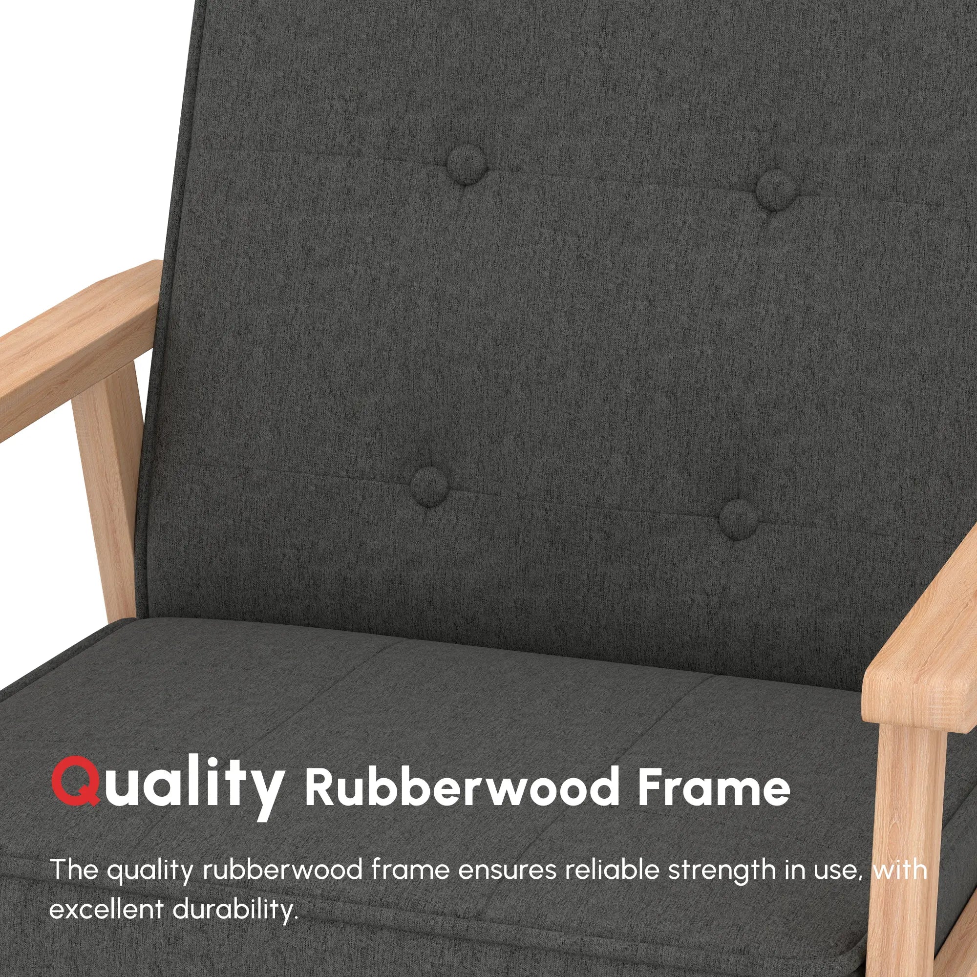 Mid-Century Accent Chair, Modern Fabric Upholstered, Tufted Back, Grey Accent Chairs at Gallery Canada