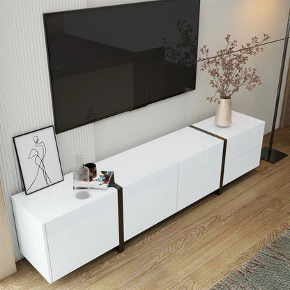 TV Cabinet, High Gloss Finish, Ample Storage, 67" L x 11.5" W x 11.5" H, White TV Stands at Gallery Canada