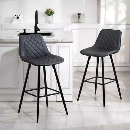 PU Leather Counter Height Bar Chairs Set of 2, 27.75" Bar Stools, Black Bar Stools at Gallery Canada