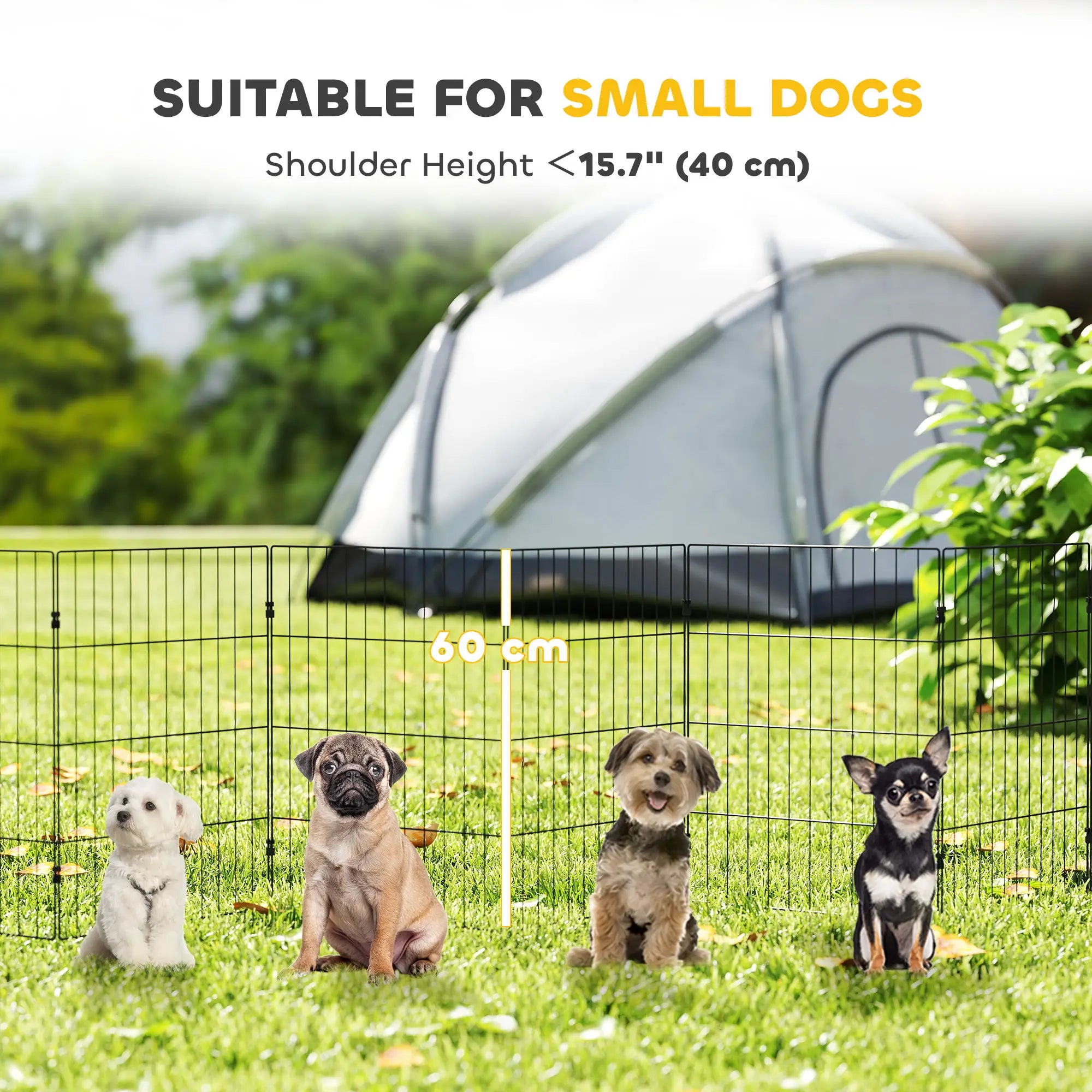 Foldable Metal Dog Playpen, Expandable Pet Fence, 20