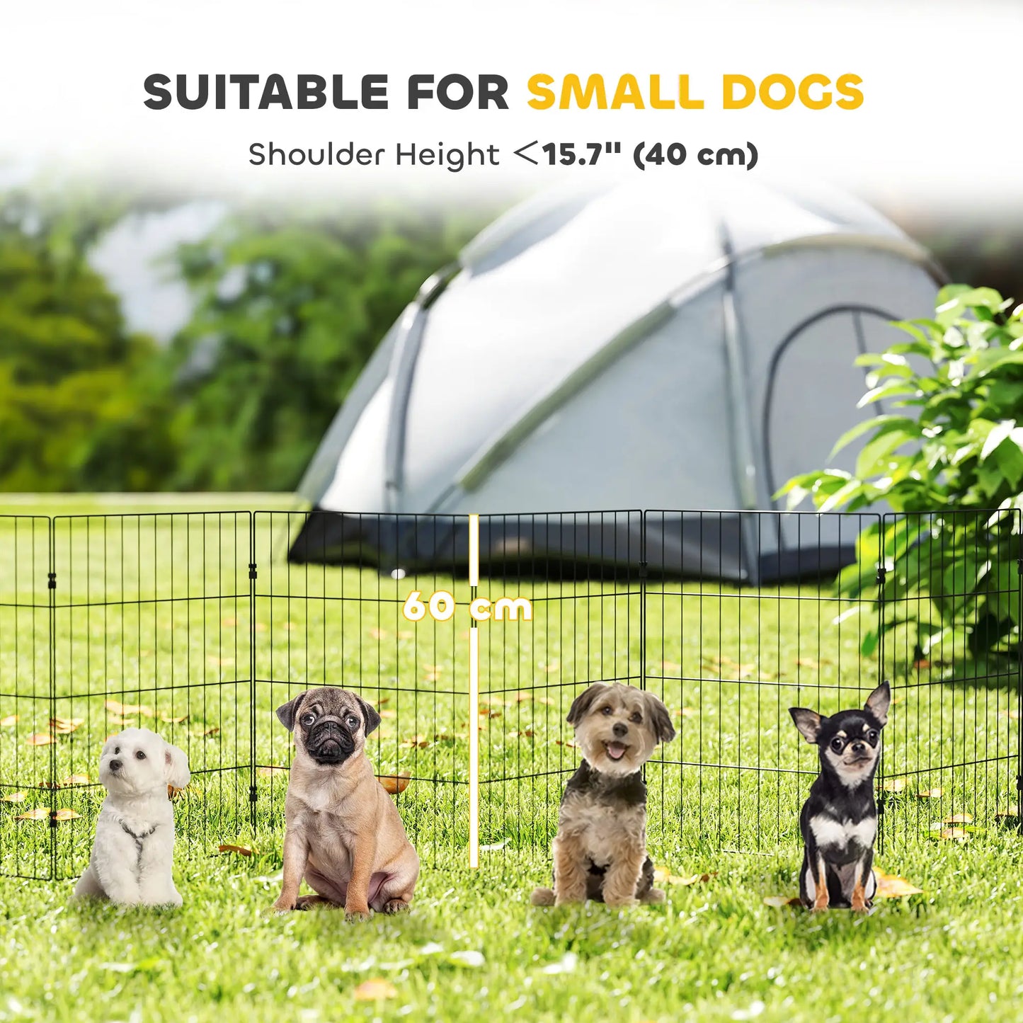 Foldable Metal Dog Playpen, Expandable Pet Fence, 20" x 24", 8 Panels, Black Dog PlayPens at Gallery Canada