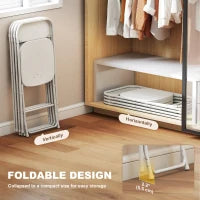 Lot de 4 chaises pliantes, structure métallique, portables, blanches