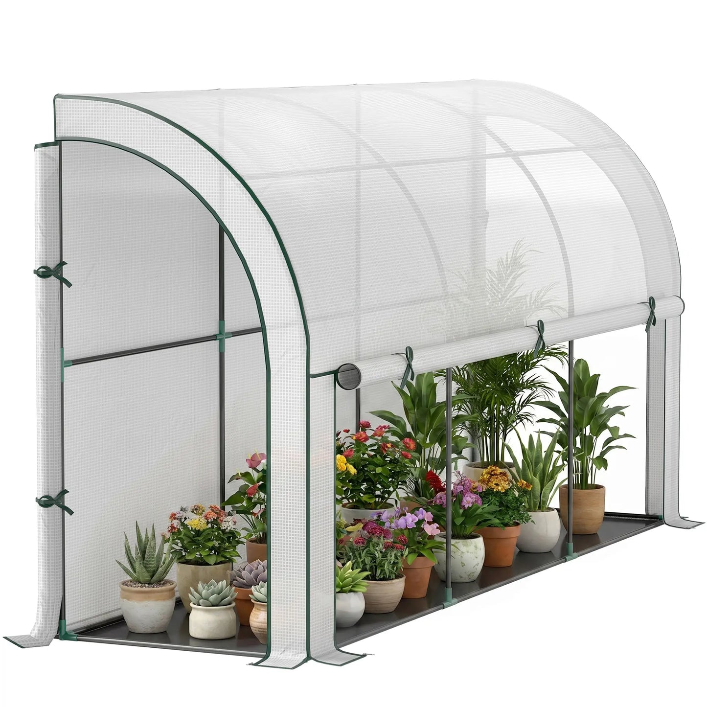 Walk-In Lean-To Greenhouse, 10' x 3' x 5', White Walk In Greenhouses at Gallery Canada