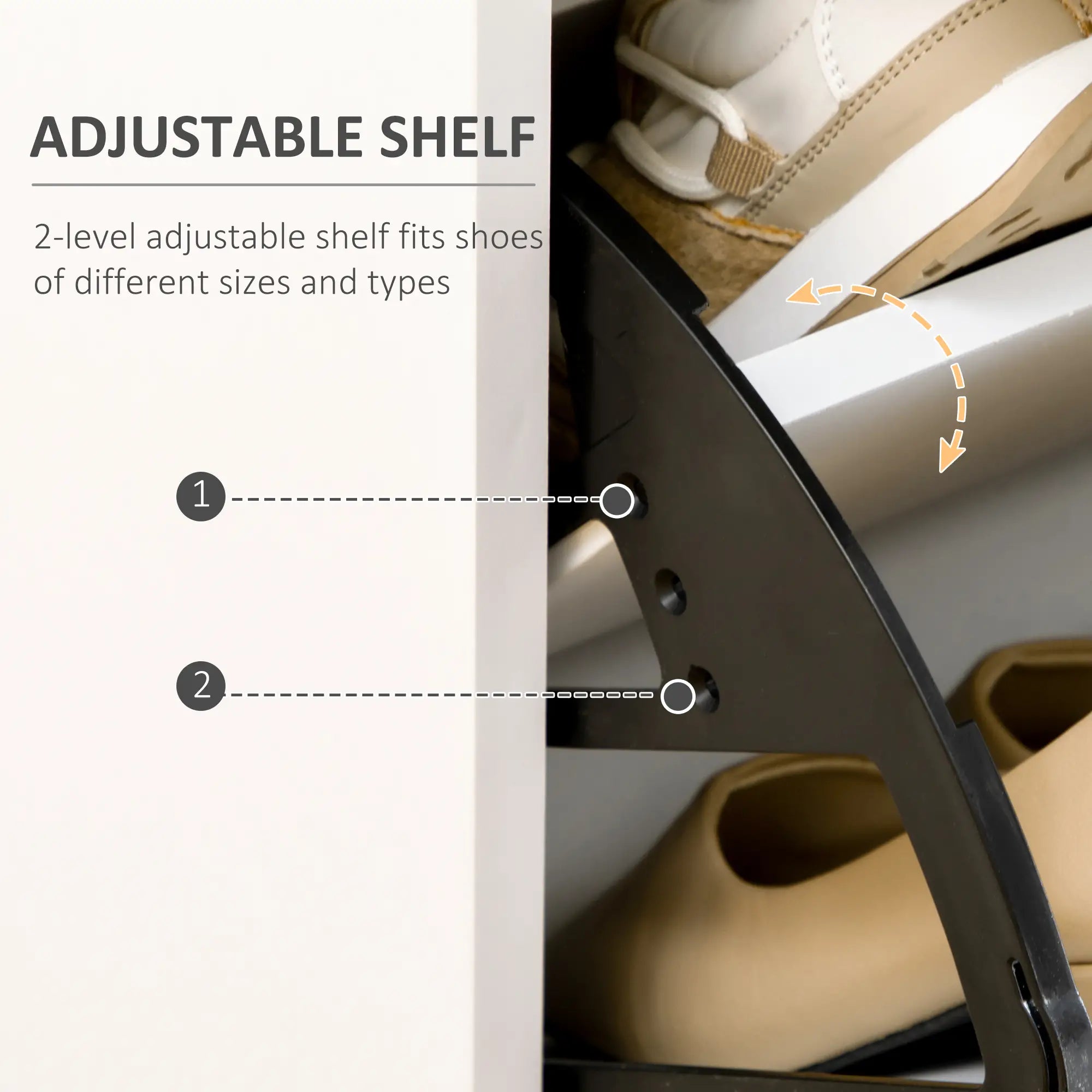 Modern Shoe Cabinet, 12 Pair Organizer, 2 Flip Doors, Adjustable Shelf, White Shoe Storage Cabinets & Racks at Gallery Canada