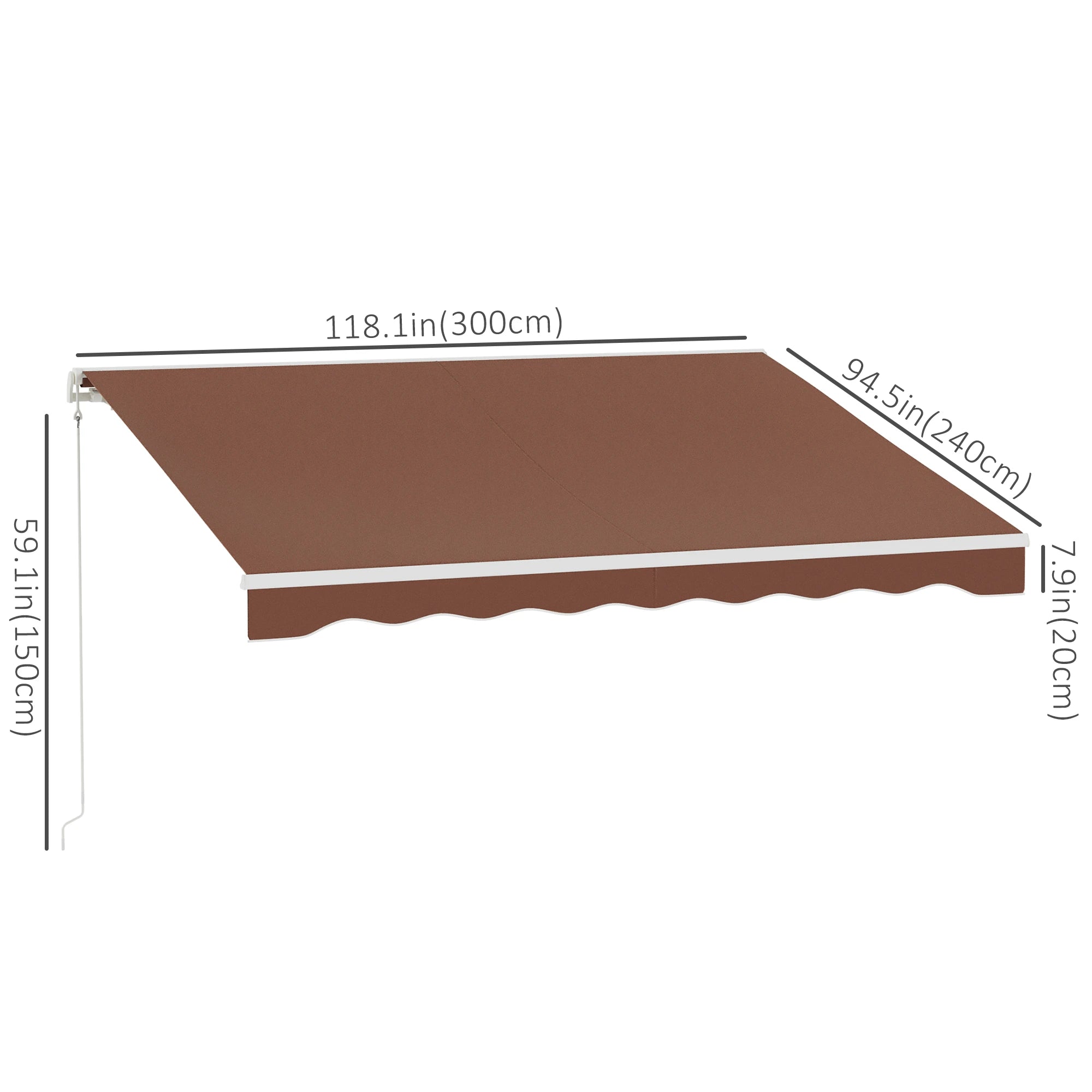 10' x 8' Electric Retractable Awning, Sun Shade Shelter with Remote, Manual Crank, Aluminum Frame Deck Awnings at Gallery Canada