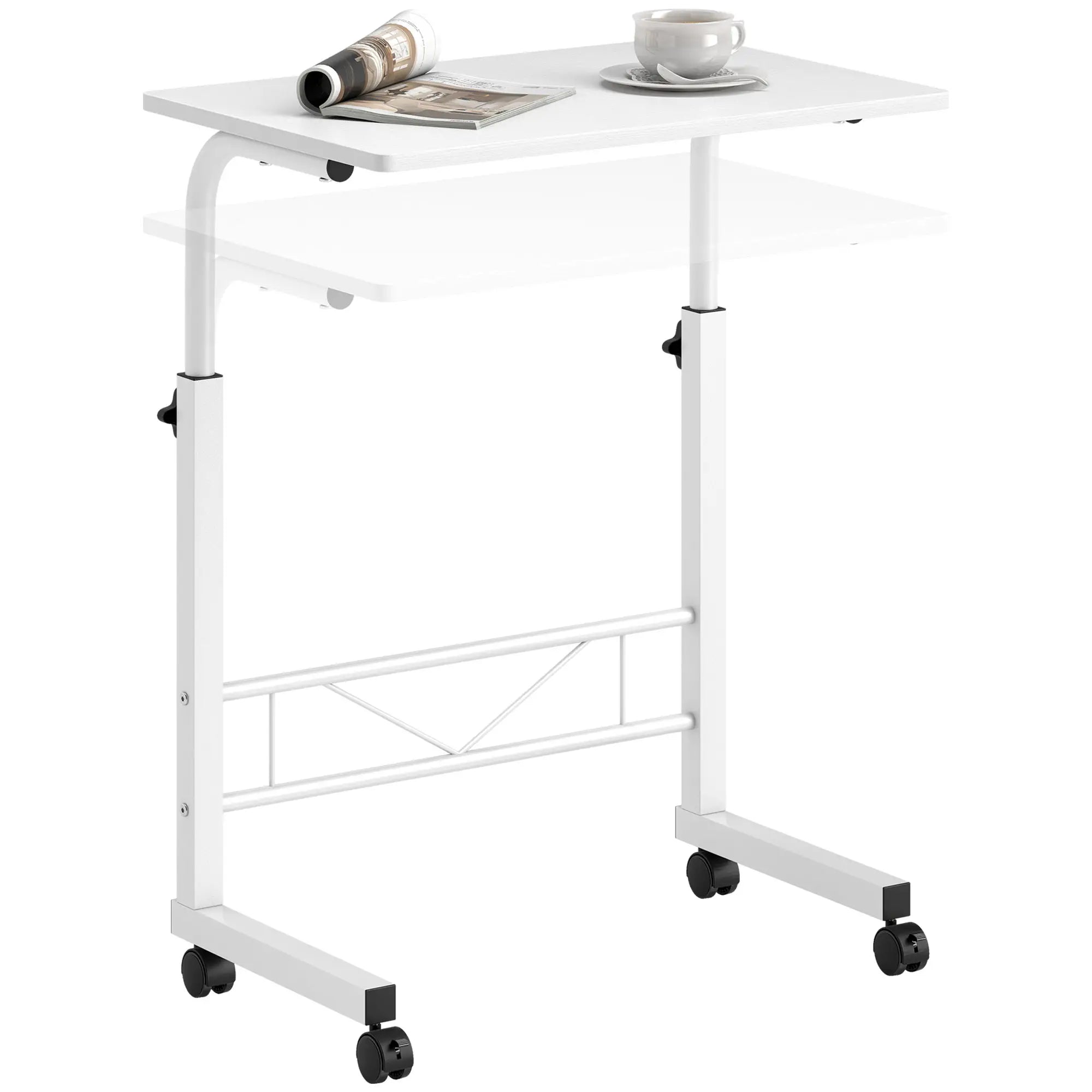Mobile Standing Desk, Adjustable Height, 23.5 Inch, White Side Tables at Gallery Canada