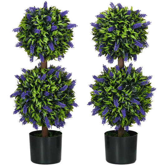 2.3ft Artificial Lavender Plants, Set of 2 with Pot, Indoor Outdoor Decor Artificial Trees Green at Gallery Canada