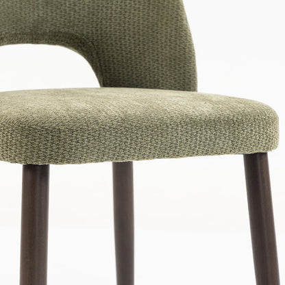 Chenille Upholstered Dining Chairs Set, Green