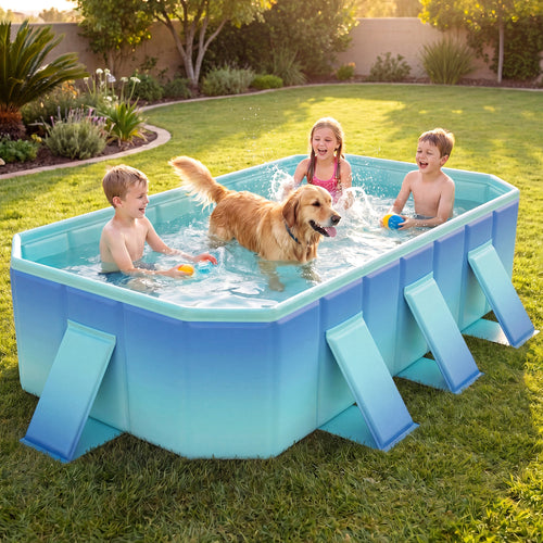 Non-Inflatable Swimming Pool with 8 Support Panels, Green Gradient