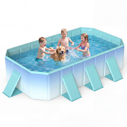 Piscine non gonflable avec 8 panneaux de soutien, dégradé vert
