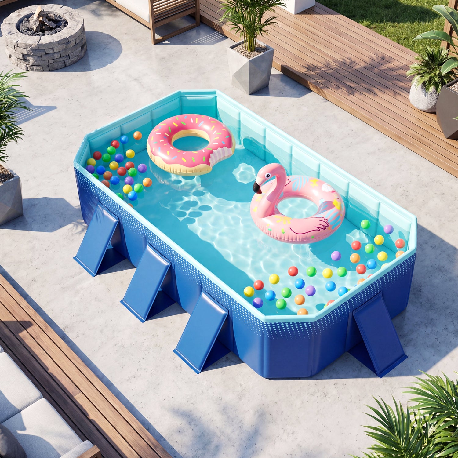 Non-Inflatable Pool, 8 Support Panels, Navy Swimming Pools at Gallery Canada