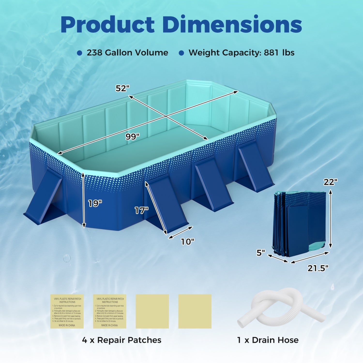 Non-Inflatable Pool, 24 Wall Panels, Navy Swimming Pools at Gallery Canada