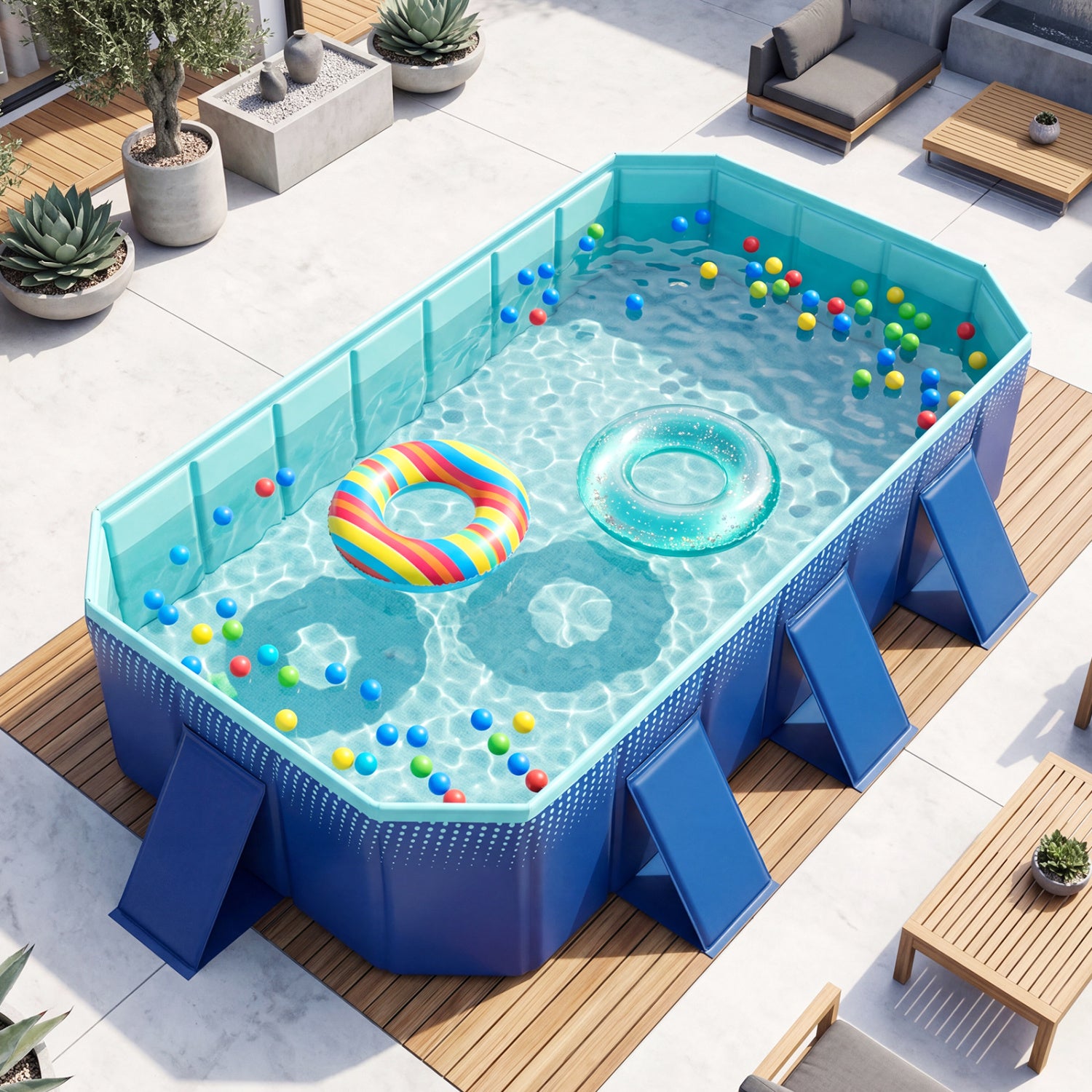 Non-Inflatable Pool, 24 Wall Panels, Navy Swimming Pools at Gallery Canada