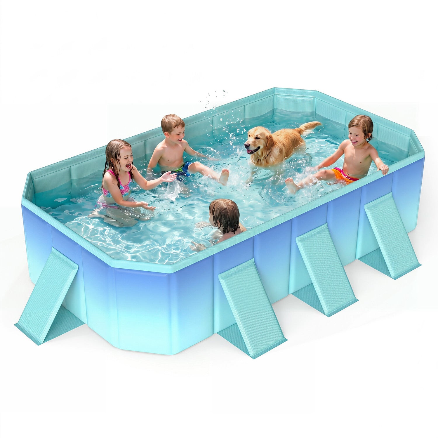 Non-Inflatable Swimming Pool Portable Around Ground Pool with 24 Wall Panels-Gradient, Green Gradient Swimming Pools at Gallery Canada