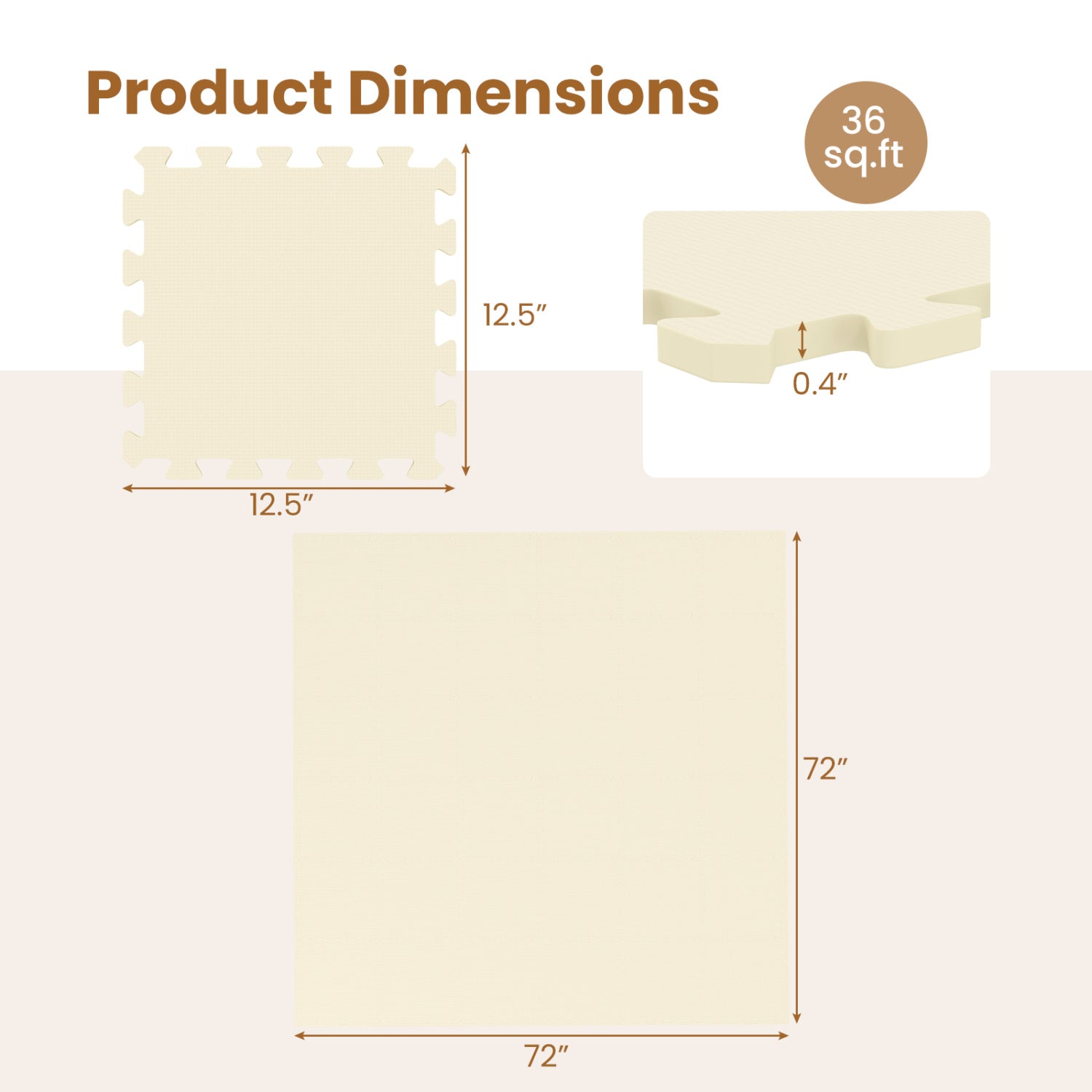 Non-Slip Protective Flooring for Living Room and Home Gym, Beige Decorative Fencing & Flooring at Gallery Canada