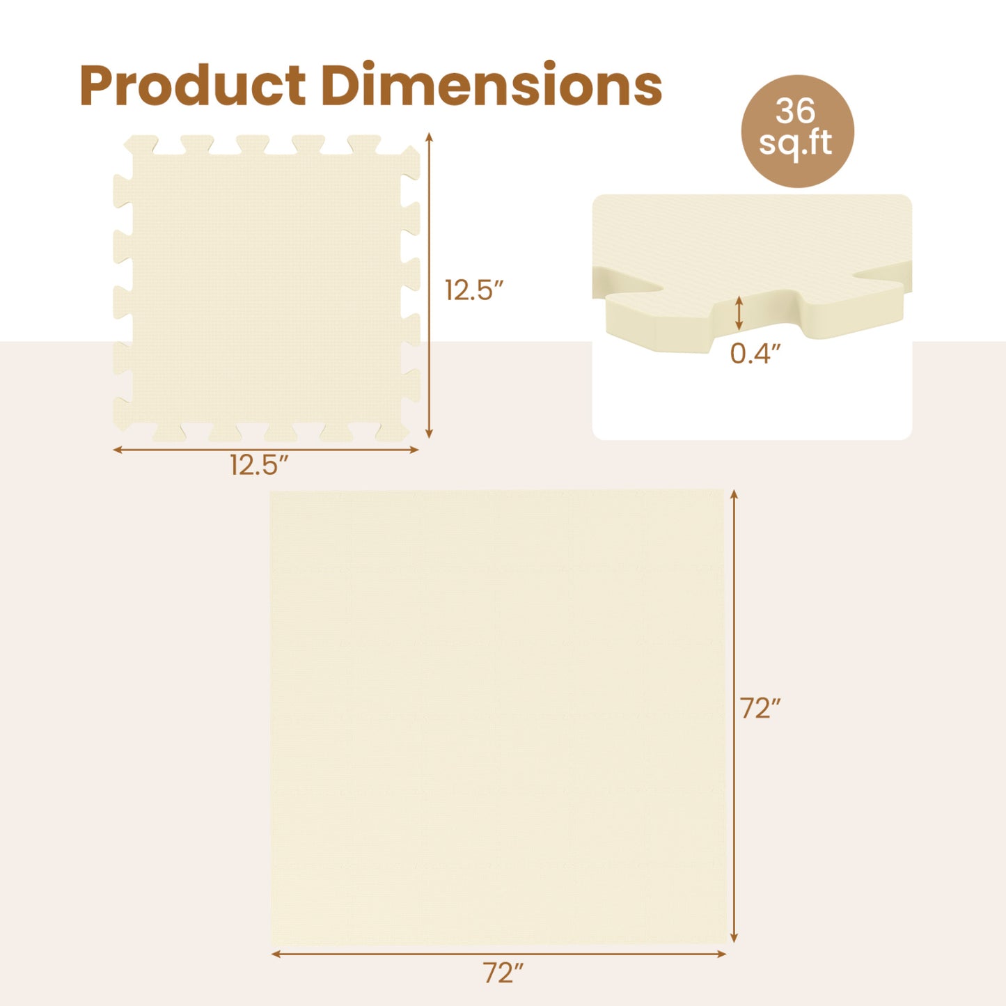 Non-Slip Protective Flooring for Living Room and Home Gym, Beige Decorative Fencing & Flooring at Gallery Canada