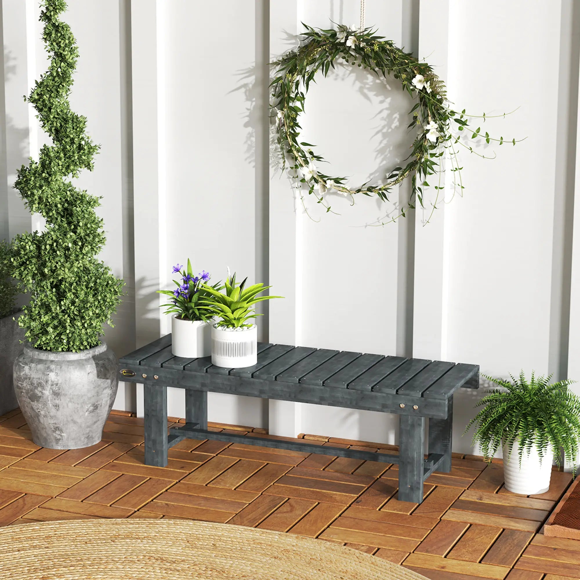 Outdoor Garden Bench, Fir Wood Stool, 43.25