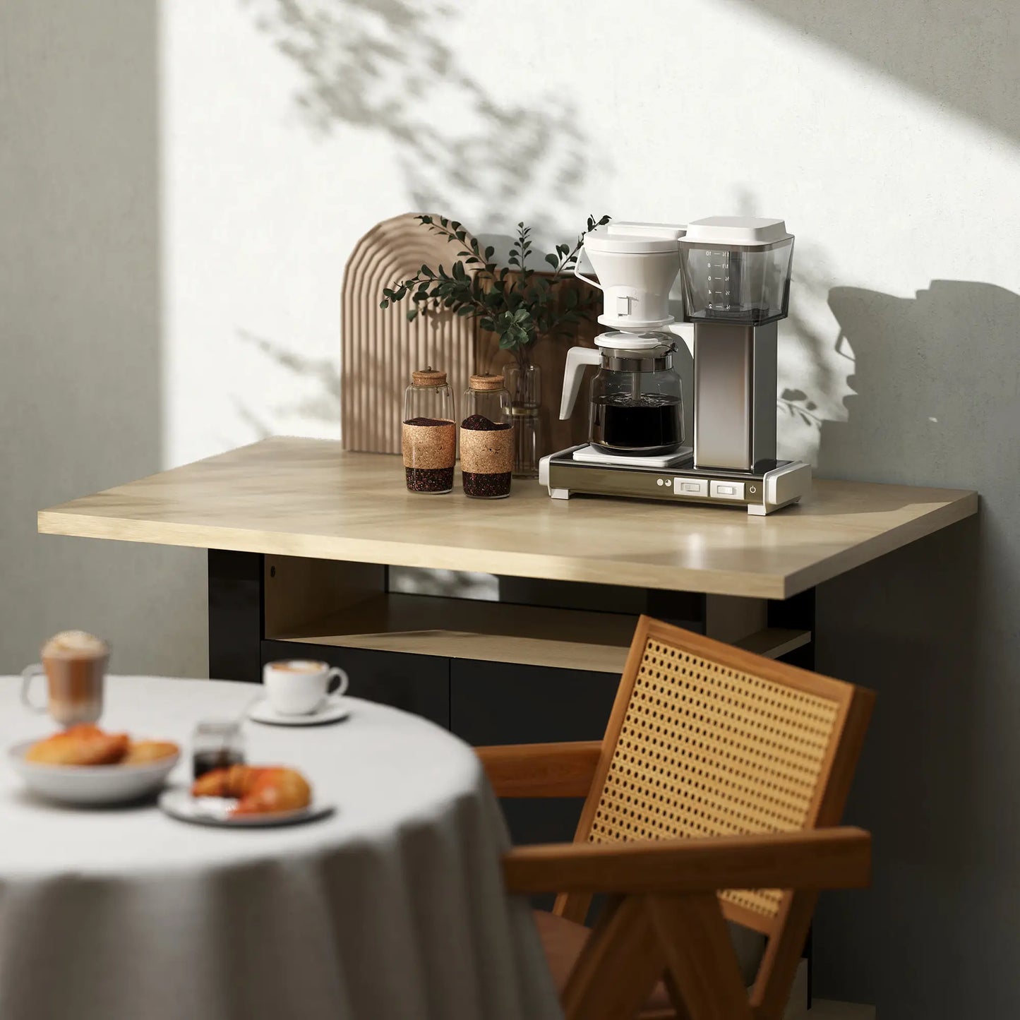 Kitchen Island Dining Table, 4-Door Cabinet, Black Kitchen Islands & Kitchen Carts at Gallery Canada