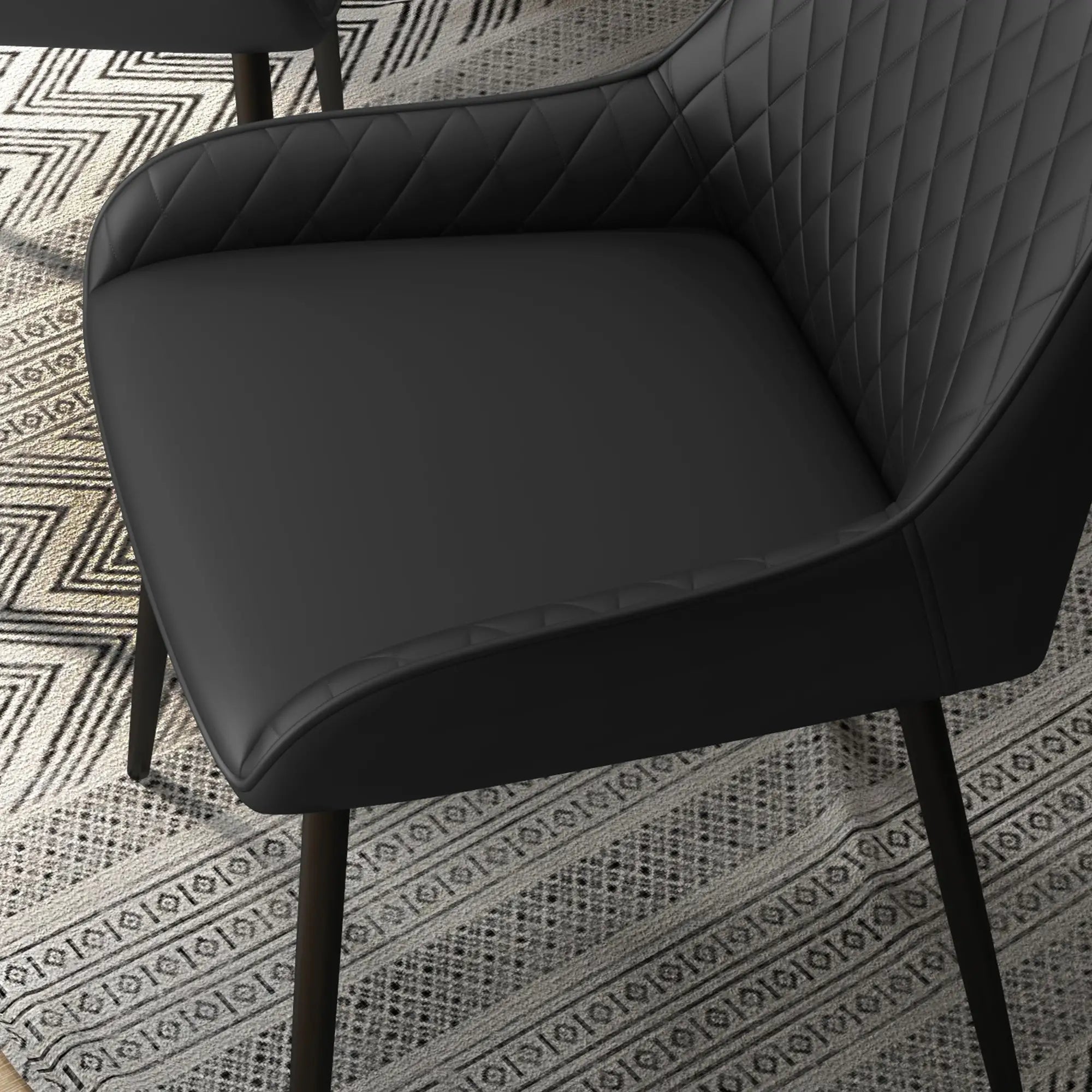 Modern Dining Chairs Set of 4, PU Leather, Metal Legs, Black Bar Stools at Gallery Canada