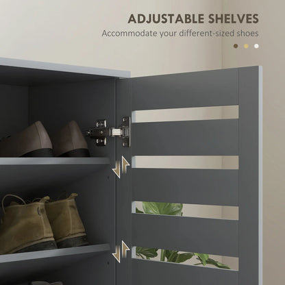 Shoe Storage Cabinet, 2 Slatted Doors, Holds 15 Pairs, Dark Grey Shoe Storage Cabinets & Racks at Gallery Canada