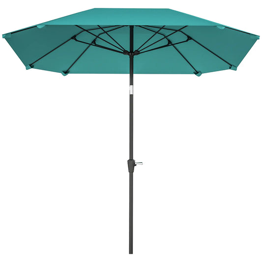 7.6FT Aluminum Patio Umbrella, 8 Ribs, Crank Tilt, Sky Blue Sun Umbrellas Sky Blue at Gallery Canada