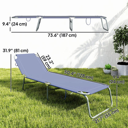 Folding Outdoor Lounge Chair, Reclining Tanning Chair, Navy Blue Lounger Chairs at Gallery Canada