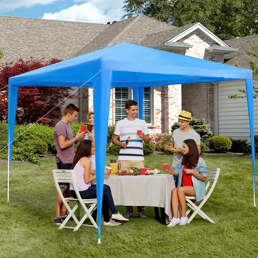 9x9 Ft Portable Canopy Party Tent Gazebo for Weddings Parties Outdoor Sunshade with Dressed Legs, Blue - Gallery Canada