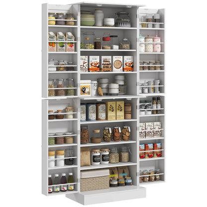 65" Kitchen Pantry Cabinet, 4 Doors, 16 Shelves, White Kitchen Pantry Cabinets at Gallery Canada