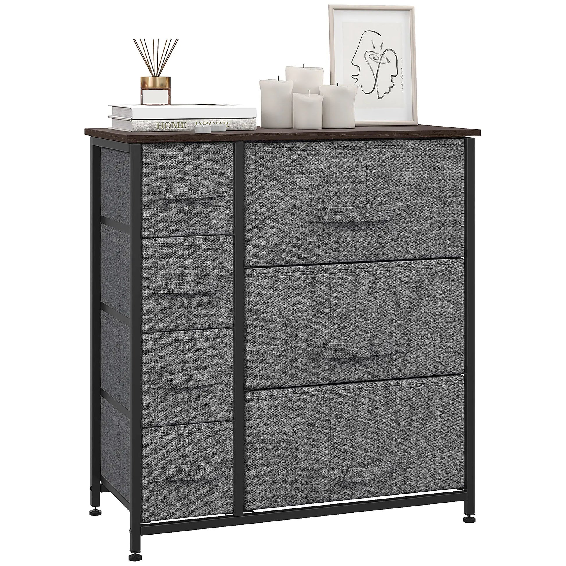 7 Drawer Dresser, Metal Frame, Fabric, Dark Grey Storage Cabinets at Gallery Canada