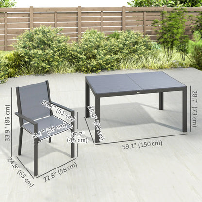 7 Piece Outdoor Dining Set, Rectangular Table, 6 Stackable Chairs Outdoor Dining Sets at Gallery Canada