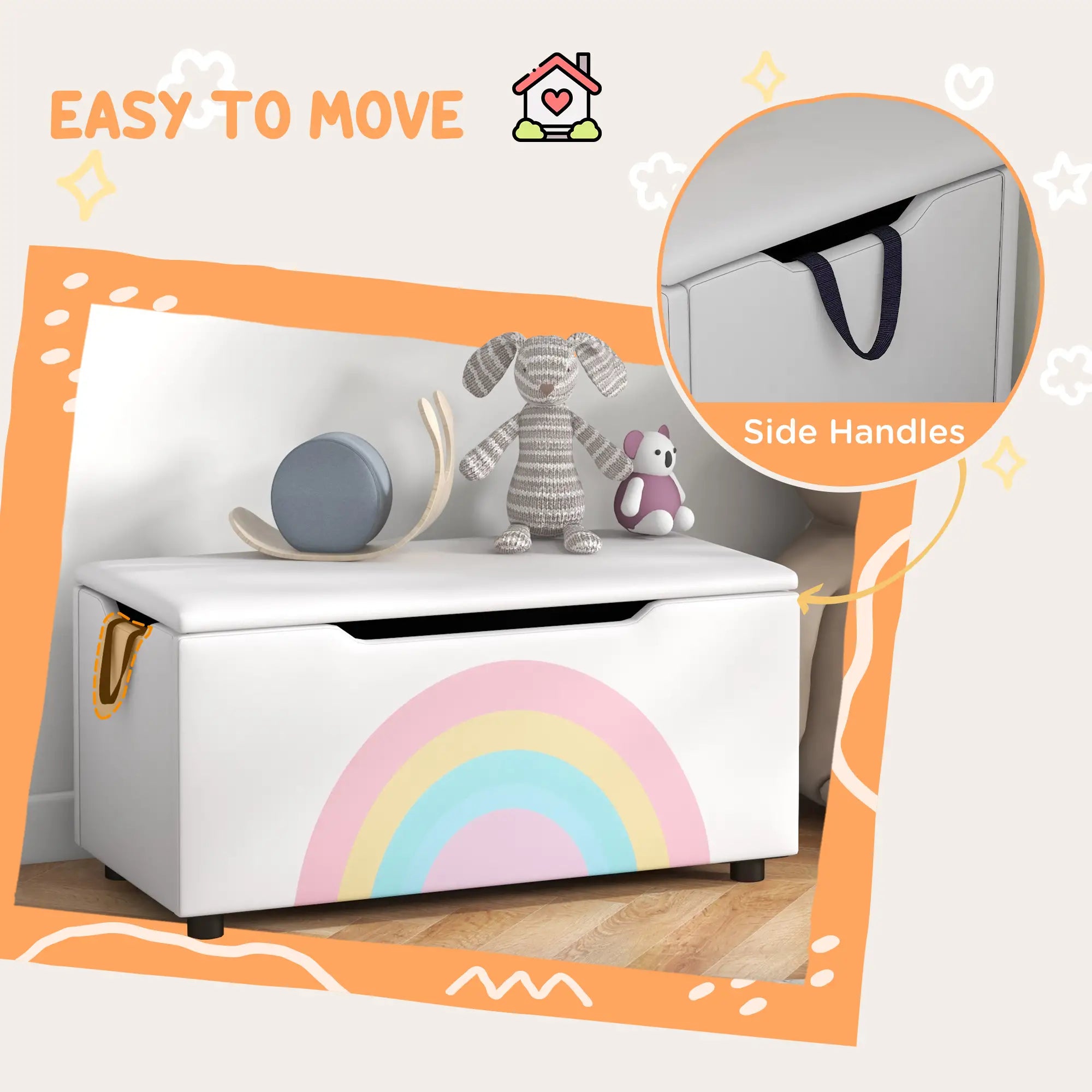 Kids Toy Chest, Lightweight Storage Bench with Lid, 3-8 Years, White Baby & Kids Storage at Gallery Canada