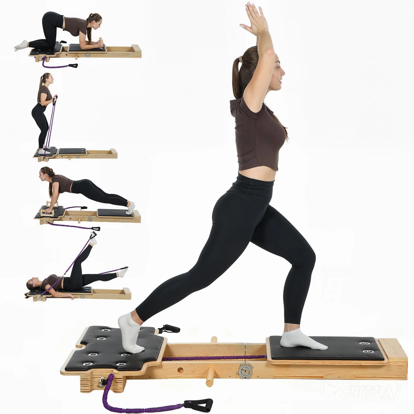 Portable Pilates Reformer Machine, Multifunctional Board With Resistance Bands Aerobic Equipment at Gallery Canada