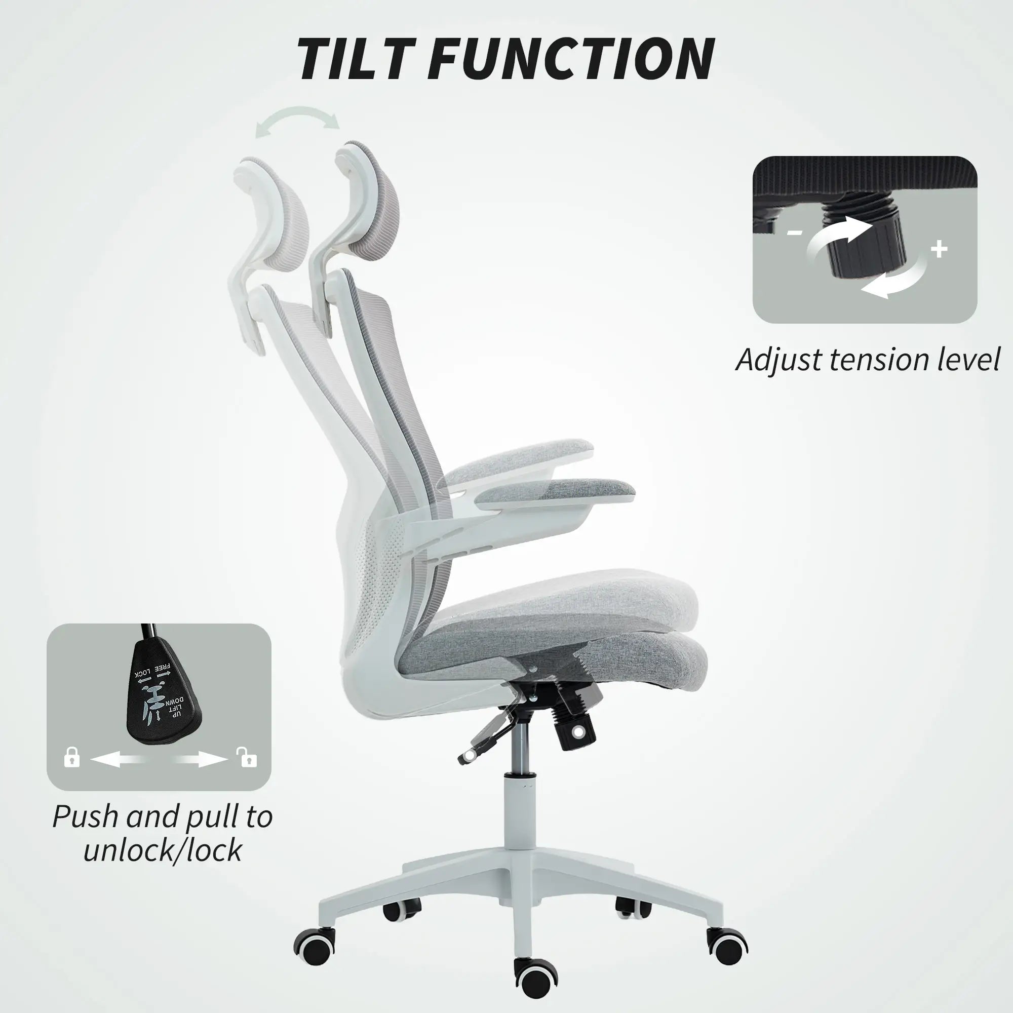 Ergonomic Office Chair, Adjustable Lumbar Support, Headrest, Flip-Up Armrests, Grey Task Chairs at Gallery Canada