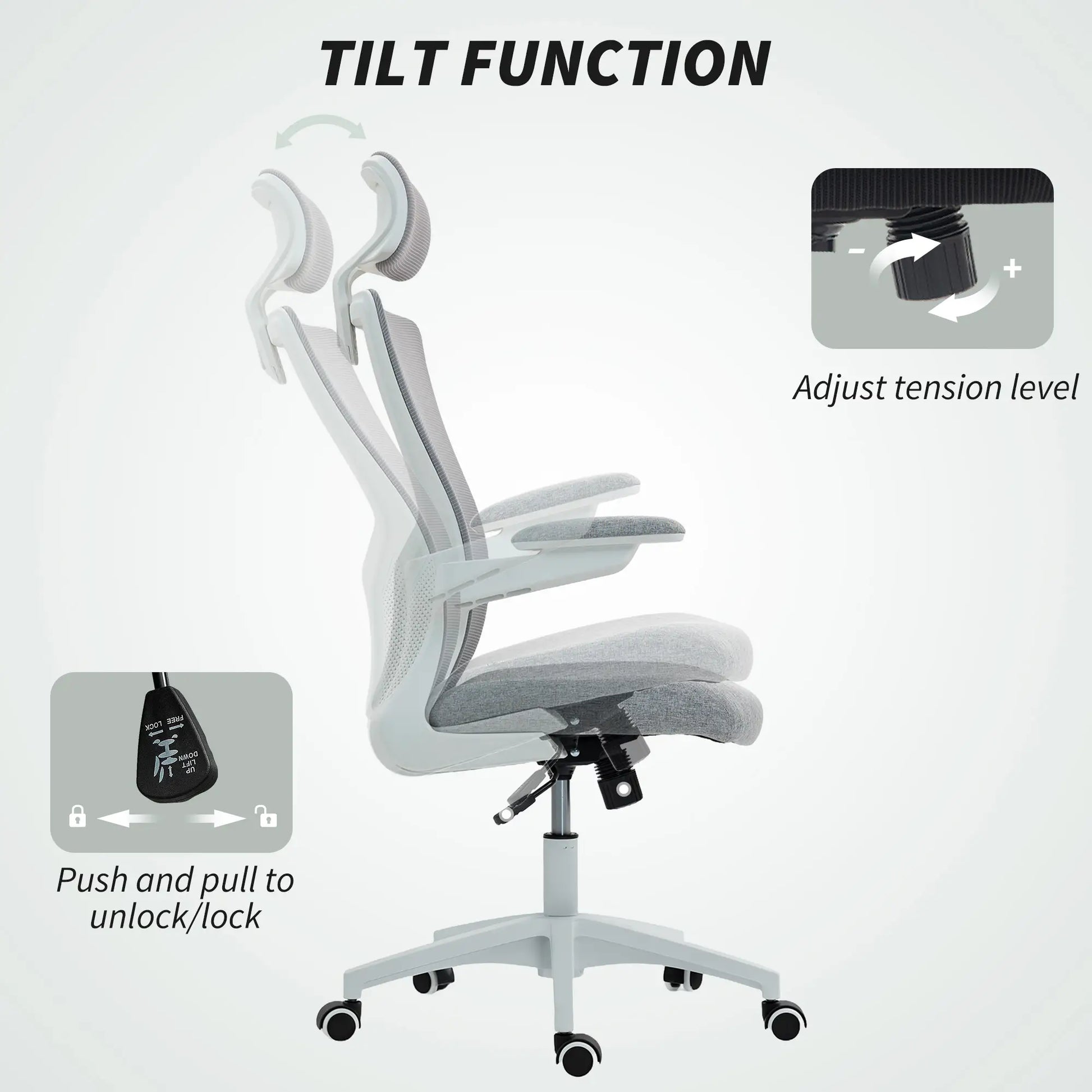 Ergonomic Office Chair, Adjustable Lumbar Support, Headrest, Flip-Up Armrests, Grey Task Chairs at Gallery Canada