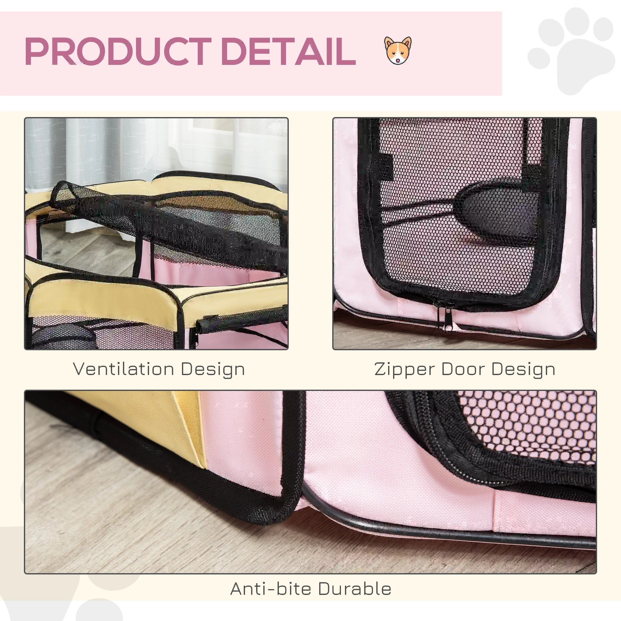 36-Inch Large Pet Playpen, Portable Dog Cat Cage, Carry Bag, Pink Houses, Kennels & Pens at Gallery Canada