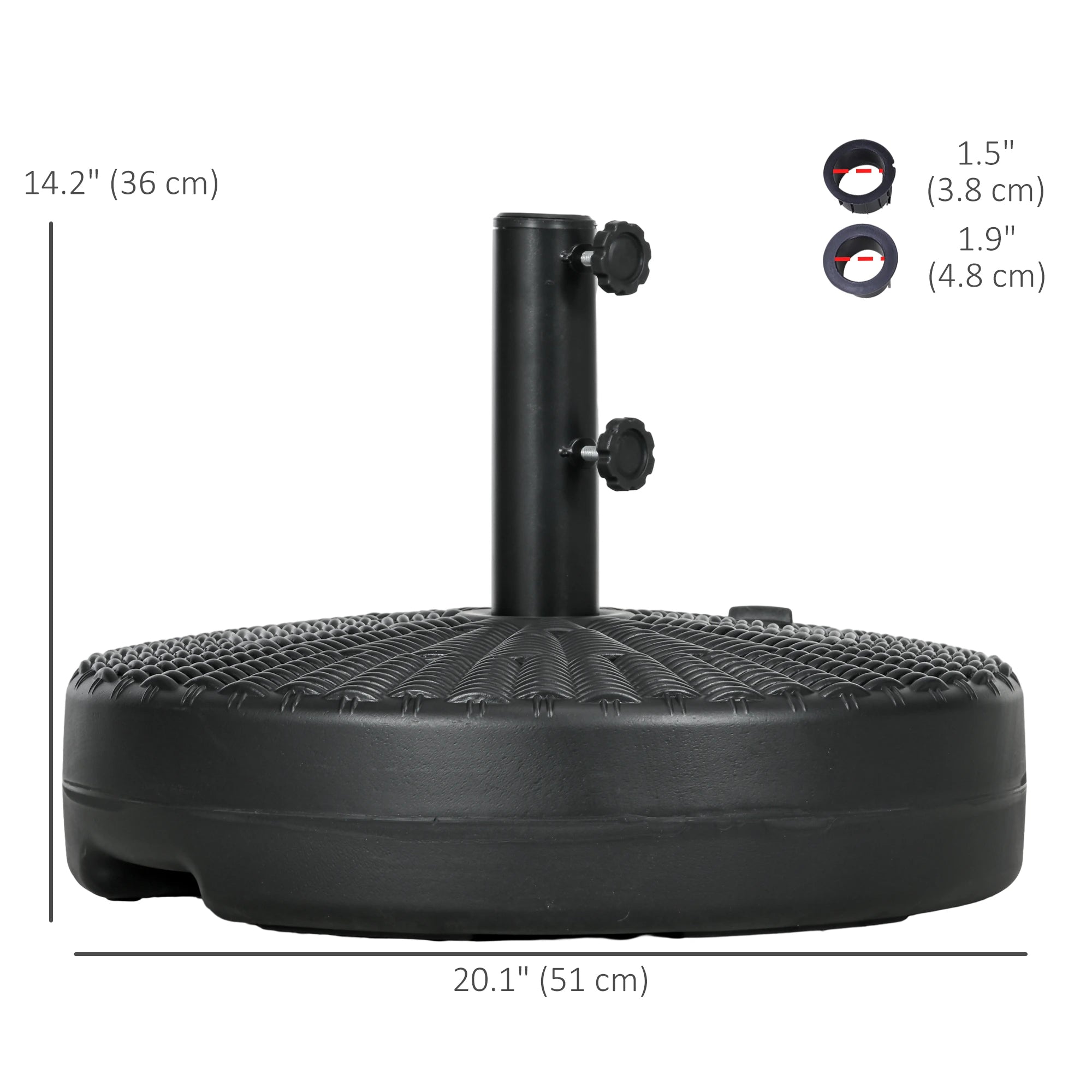 Heavy Duty Fillable Umbrella Base, Steel Pole, Round Stand, Black Umbrella Bases at Gallery Canada