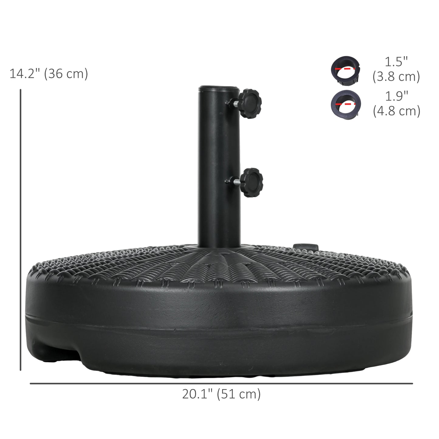 Heavy Duty Fillable Umbrella Base, Steel Pole, Round Stand, Black Umbrella Bases at Gallery Canada
