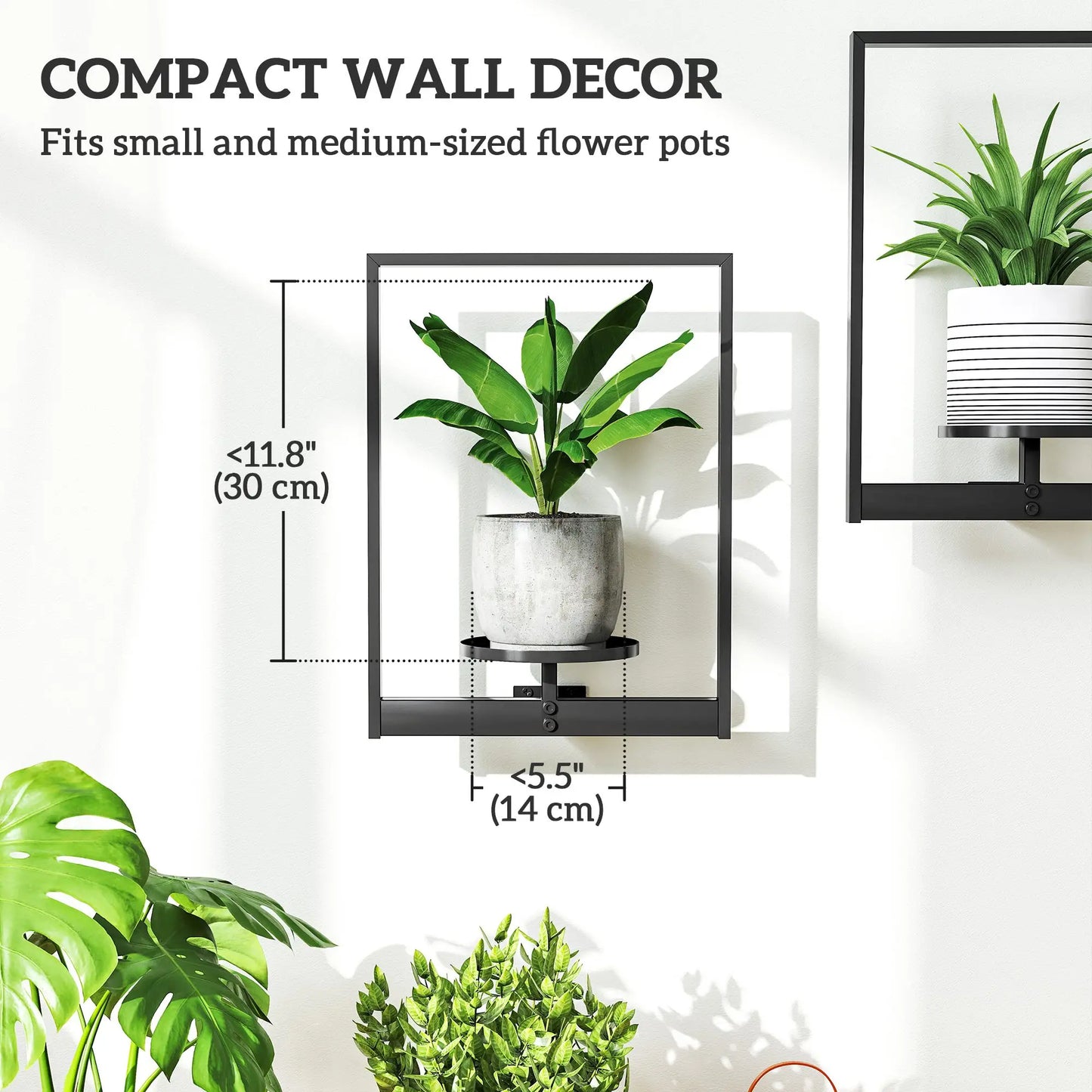 3 Pack Wall Planters, Metal Plant Stand Shelves, Picture Frame Decor