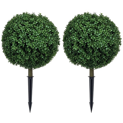 Artificial Boxwood Trees, Set of 2 Ball Topiary, UV Resistant Artificial Trees at Gallery Canada