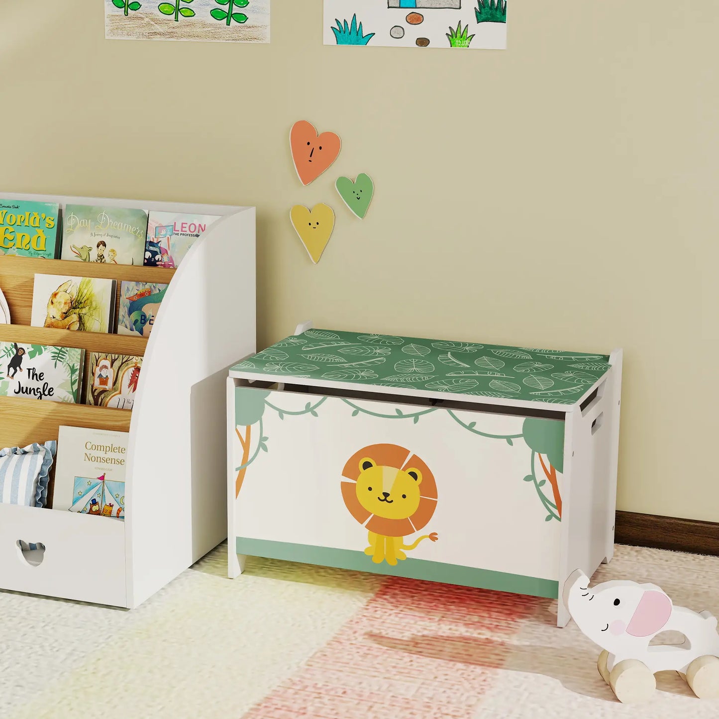 Kids Storage Chest with Lid, Safety Hinges, Green Baby & Kids Storage at Gallery Canada