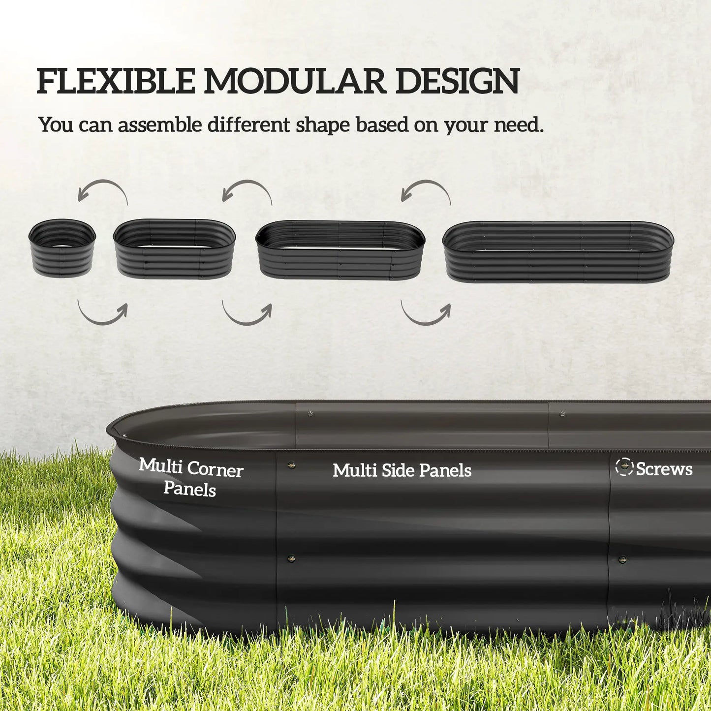6.4 x 2 x 1ft Galvanized Raised Garden Bed, Metal Planter Box, Dark Grey Raised Garden Beds at Gallery Canada