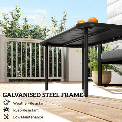 Outdoor Coffee Table, Rectangle Metal Patio Table, All-Weather Slatted Tabletop Patio Side Tables at Gallery Canada