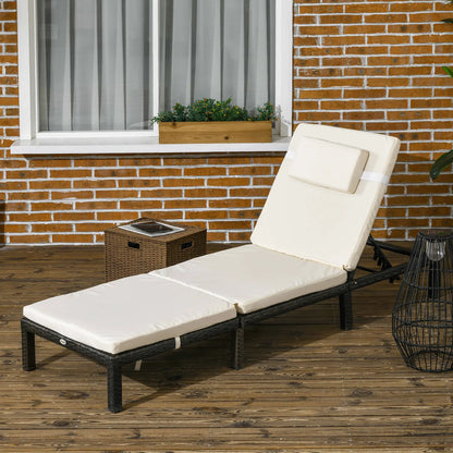 Outdoor Lounger, 5-Level Adjustable Back, Headrest, Cream White Chaise Loungers at Gallery Canada