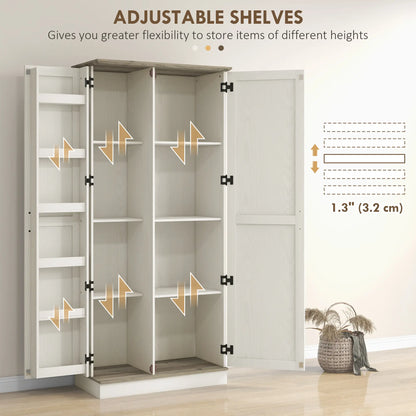 70" Tall Kitchen Pantry Cabinet, Adjustable Shelves, Cream White Kitchen Pantry Cabinets at Gallery Canada