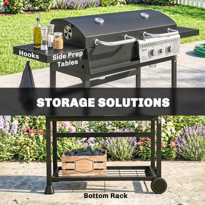 Dual Fuel BBQ Grill, Charcoal And Gas Burner, Black Propane Gas Grills at Gallery Canada