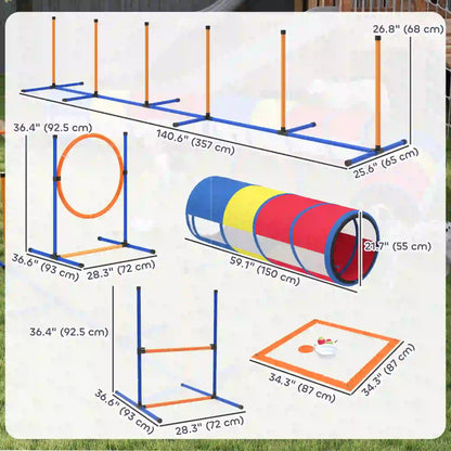 Dog Agility Training Equipment, 11-Piece Obstacle Course, Adjustable Hurdle, Ring, Tunnels, Weave Poles Dog Agility Training Equipment at Gallery Canada